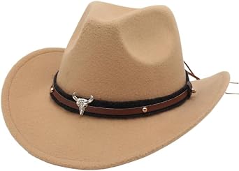 Children Western Hats Boys Girls Cowboy Felt Fedora with Belt Buckle