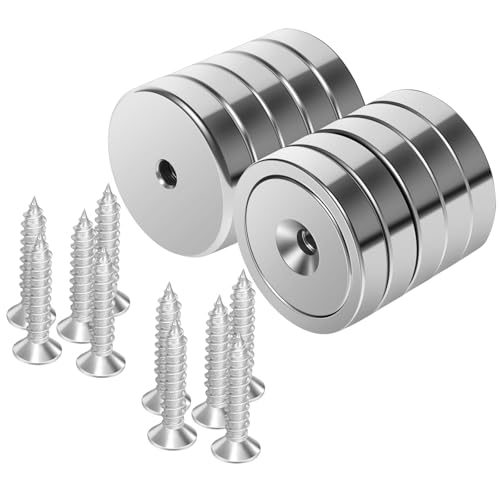 Neosmuk Silver Magnets with Screws,100lbs+ Heavy Duty Rare Earth 10 Pack