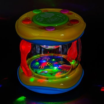 PALESTRAKI Baby Trommel mit Licht und Sound. Meerestrommel in handlicher Dimension für unterwegs. Reisespiel fürs Auto. Babyspielzeug für die Kleinsten Cover