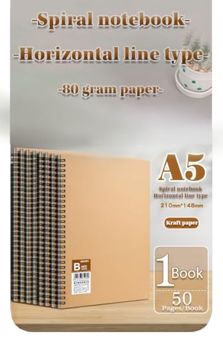 Red Dot Gift®1 Pack A5 Brown Notebooks,Soft Cover Spiral Notebook Journal,Blank Sketch Book Pad, Wirebound Memo Notepads Diary Notebook Planner with lined Paper.
