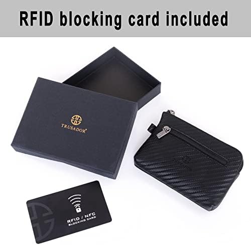 Trusador Milano Kadın Erkek Deri Bozuk Para Kartı Anahtarlık Cüzdan Kese Çanta Fermuarlı Değiştirme Çantası, Karbon, Bozuk Para Cüzdanları ve Torbaları - Görsel 4