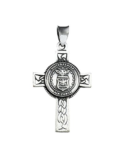 Us Air Force Halo Cross Sterling Silver Pendant Necklace, 24" #TOP2