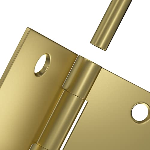 6Pack Gold Door Hinges 3 ½"X 3 ½" With Square Corners Brass Gold Door Hinges Brushed Brass Gold Interior Door Hinges Flat Iron Steel Gold Door Hardware #TOP1