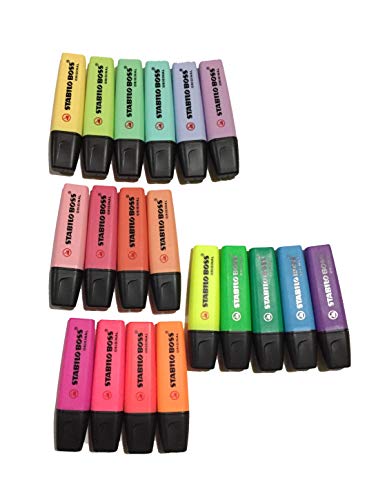 KIT STABILO - 19 pçs Caneta point 88 + Pen 68 + Marcador Boss - CORES NEON