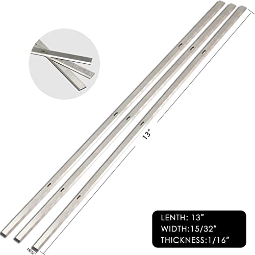 Planer Blades Knives HSS Replacement for Delta 22-580 22-549 22-555 22-590 Wen 6552 Craftsman 21743 Grizzly G0689 Ryobi AP1300 Metabo DH330 Thickness Planer 13 Inch Heat Treated Double edge Set of 3 - Thumbnail 2