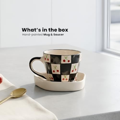 Image of Ceramic Coffee Cup with Saucer Set of 1, 250ML Microwave and Dishwasher Safe Large Tea Cups | Large Cup for Coffee | Ideal Use for Every Occasion, Gifting