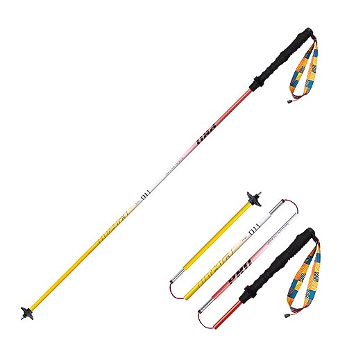 AONIJIE Trekking Poles -2 Ultralight Collapsible Carbon Fiber Hiking Poles with Anti-Shock and Quick Lock System, Folding Walking Sticks for Hiking, Camping(E#Aluminum RedYellow-110cm)