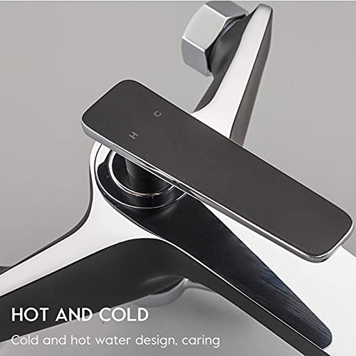 Robinet de bain cascade en laiton chic avec douchette noire et blanche - 5