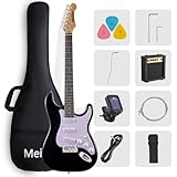 Meiou 39-Inch Electric Guitar Starter Kit ST Series-Complete starter kit with electric guitar, amp, strap, plectrum, tuner, strings, cable and guitar bag - Suitable for beginners (black)