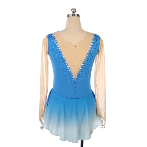 Vestido feminino feminino para patinação no gelo gradiente longo sem mangas roupas ao ar livre gola