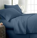 Top Split King-Mediterranean Blue Sheet Set for Split-Head Adjustable Bed, 32" Split at Top, Soft, B