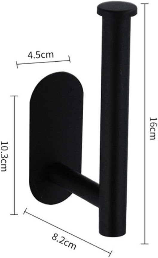 Bathroom Washroom Tissue Roll Holder, Black Toilet Roll Paper TowelToilet wall Holder Stainless Steel Organizers Holder Bathroom Self Adhesive Punch-Free Rack Tissue,Punch Black (Color : No Punching