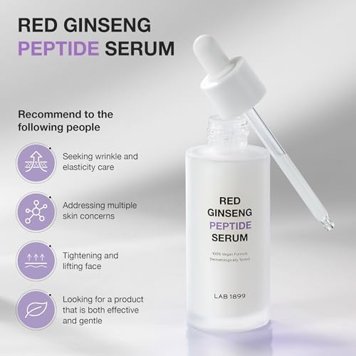 Donginbi LAB 1899 Red Ginseng Peptide Serum - Quick Lifting Facial Serum and Moisturizer, Korean Skin Care Antioxidant Facial Essence for Youthful and Radiant Skin, 1.69 floz / 50 ml