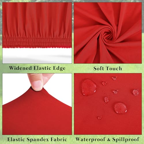 10 Pack Picnic Fitted Table Cover for 8 Foot Tablecloth for Rectangle Tables Waterproof Stretch Washable Folding Indoor and Outdoor Spandex Table Cloth for Camping Banquet and Parties (Red,30" x 96") by Sunnyline - Image 4