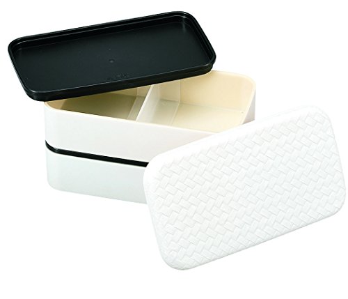 たつみや あじろモノトーン 長角二段弁当 マットWH M 52512