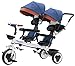 giordano shop Passeggino Triciclo Gemellare con Sedile Girevole 360° Kidfun Tricygò Blu