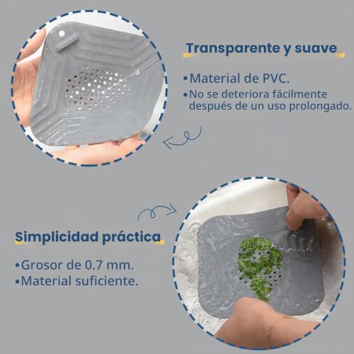 Miniatura 7 de 2 Coladores De Drenaje De Silicona Para Bañera, Multiusos, Tapón De Cocina Y Tapete Resistente Al Calor Diseño Texturizado, Gris