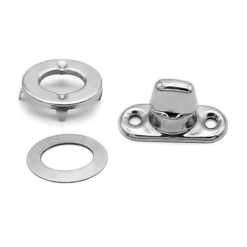 Lahviuu Silver Twist Lock Fastener, 10 Pcs Turn Lock Clasp With Brass, Turnbutton Fasteners Twist Turn Lock Turn Button Fasteners With Eyelet And Bases,Handbag Hardware Accessories For Diy Craft Bag Handbag Making