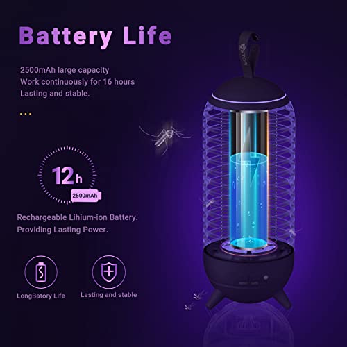 Bug Zapper Outdoor Wireless Mosquito Zapper Indoor Portable Camping Bug Zapper 2500Mah Electric Trap Ideal For Fly Traps (White) #TOP2