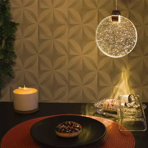 Luminária Pendente Disco Cristal C/Bolhas Dourado Led 8111