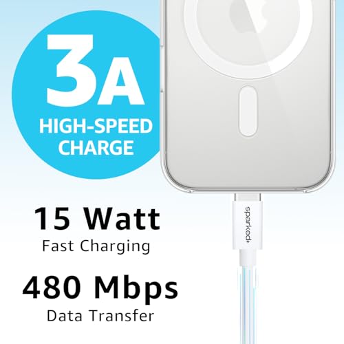 SPARKED CarPlay USB-A to USB-C Cable for iPhone 17/16/15 Series (Pro/Pro Max/Plus/16e) – Fast Charging Data Sync Type-C Car Charger Cord, 1.2m (UK) - Image 2