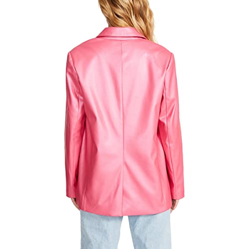 Steve Madden Womens Faux Leather Office Two-Button Blazer Pink S #TOP1