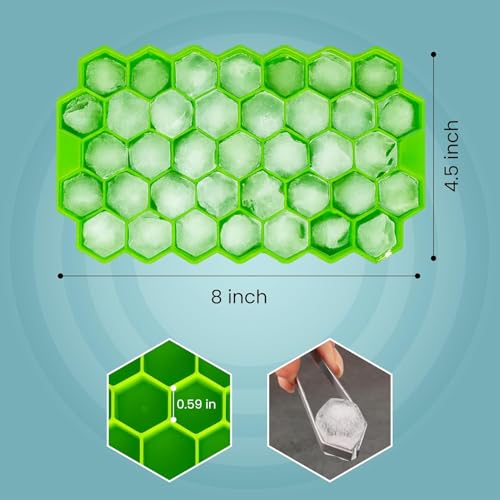 Image of Silicone Ice Cube Tray | Hexagon Shape Ice Mould | Flexible Easy Release Freezer Tray | Stackable Space Saving Design (Without Lid) (Pack of 1)