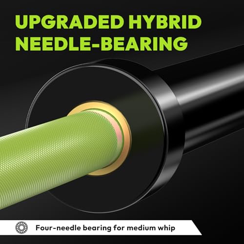 HANDBODE 7ft Olympic Barbell 45lb (20kg) - 1000lb High-Capacity Weight Bar for Deadlift/Powerlifting/Squat, Bench Press Bar for Strength Training Home Gym Workout, Green - Thumbnail 6