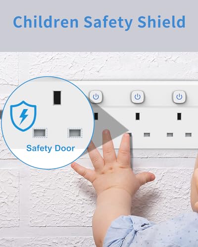 5M 5 Gang Extension Lead with 3 USB Slots Multi Plug, Mscien Extension Lead with 5M with Individual Switch, White 5 Metre - Image 4