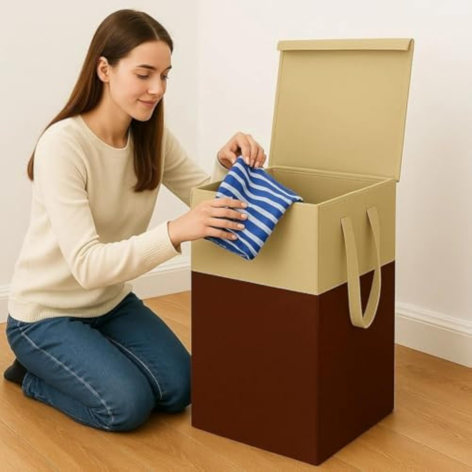 Non-Woven Laundry Basket for Clothes Storage, 75 L