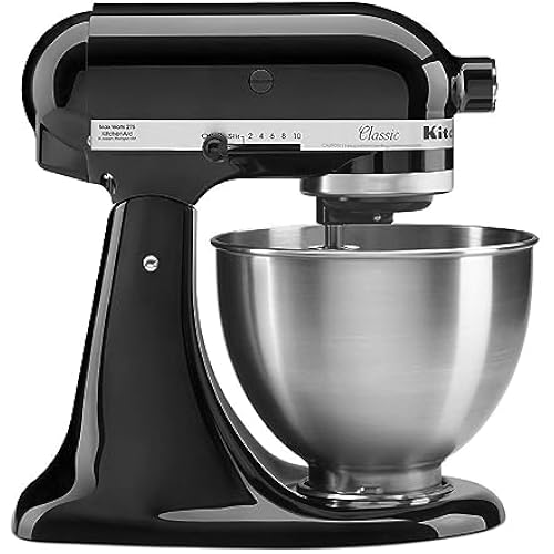 KitchenAid Classic Series 4.5 Quart Tilt-Head Stand Mixer K45SS, Onyx Black | 10 Speeds, Durable Metal construction, 59 Touchpoints for Thorough Mixing, Compatible with KitchenAid Attachments