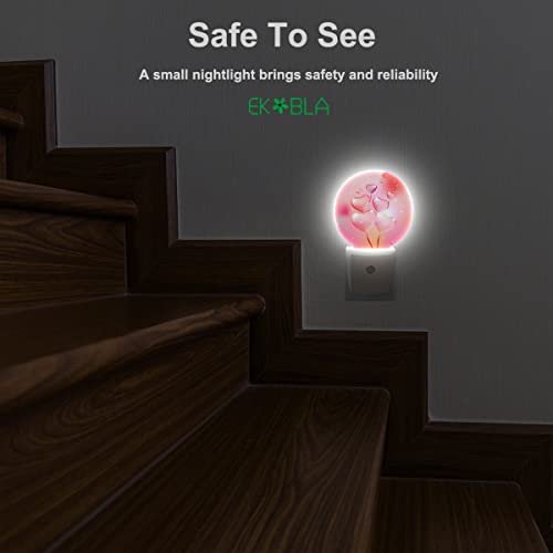 Ekobla Five Pink Glossy Candy Hearts Night Light Valentine's Day Symbol Of Love Night Lights Plug Into Wall Dusk To Dawn Sensor Led Nightlight For Bathroom/Hallway/Stairs, 0.5W Sleep Friendly #TOP7