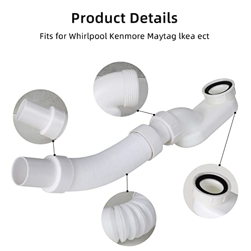 Flexible Freestanding Tub Drain Kit - Low Profile Flat P Trap for Bathtub Shower Drain Pipe - 1 1/2 inch Diameter by Azucyzi - Used condition - Image 2