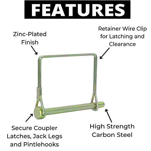 Pinailer Pack Of 10 Gold Square Trailer Pin 2-3/4"X1/4" (L X W) – Shaft Locking Coupler Pin For Heavy Duty Farm Trailers Wagons Towing, Lawn, Pto, And Hitches #TOP3