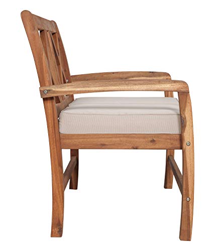 Walker Edison Delray Classic Acacia Wood X Back Patio Loveseat With Cushions, 40 Inch, Brown #TOP1