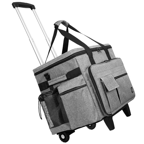 Timoxi Rolling Teacher Bag Built-in Hard Support Board, Rolling Briefcase with Detachable Trolley,...
