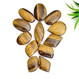 Neetva Natural Tiger Eye Cabochons – 5 Piece Loose Gemstone Lot for Jewelry Making | Oval & Pear Mixed Shapes, 20–35mm | Healing Crystal for Chakra, Reiki, Crafts & Wire Wrapping