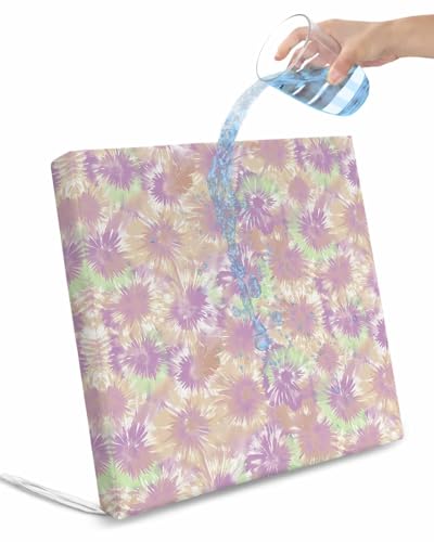 Edwiinsa Tie Dye Indoor/Outdoor Seat Cushions Cover,Waterproof Patio Chaise Lounge Cushion Cover for Beach Pool Side Chair Cushions 22x20x2 Pieces Rainbow Stained Boho Pastel Art Deco Aesthetics