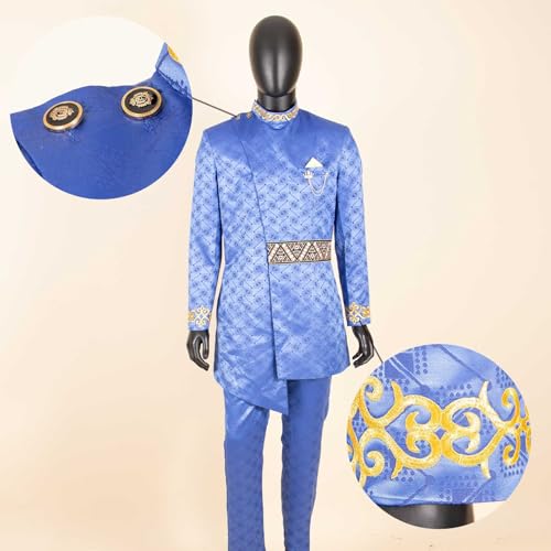 African Clothing for Men Embroidery Designed Jacket Pants Set African Wedding Outfits Evening Dress4