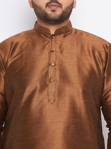 Image of Vastramay Plus Men's White Silk Blend Kurta Pyjama Set VPLUSMKWH001nPBL 44 | Independence Day