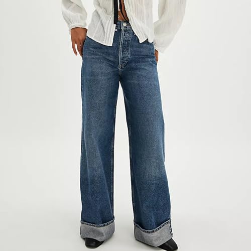 Baggy Jeans for Woman Casual High Waisted Wide Leg Jeans Stretchy Loose Fit Straight Leg Denim Pants 2025 Summer Fall2