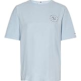 Kurzärmelig Tommy Hilfiger Damen T-Shirt Kurzarm Rundhalsausschnitt, Blau (Breezy Blue Heather), L