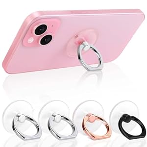 Jsoerpay Cell Phone Ring Holder, Transparent Ring Holder 360°Rotation Finger Ring Stand, Clear Cell Phone Kickstand Compatible with Most of Phones, Tablet and Case, (2Silver+1Black+1Rose Gold)