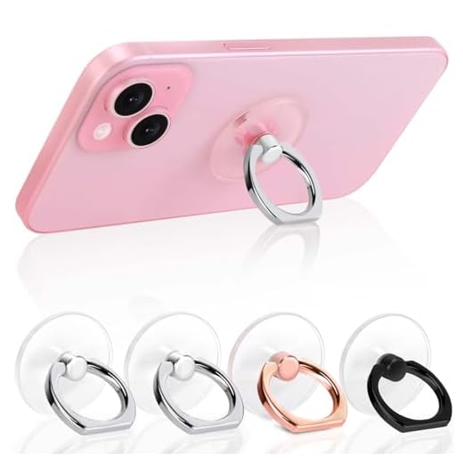 Jsoerpay Cell Phone Ring Holder, Transparent Ring Holder 360°Rotation Finger Ring Stand, Clear Cell Phone Kickstand Compatible with Most of Phones, Tablet and Case, (2Silver+1Black+1Rose Gold)