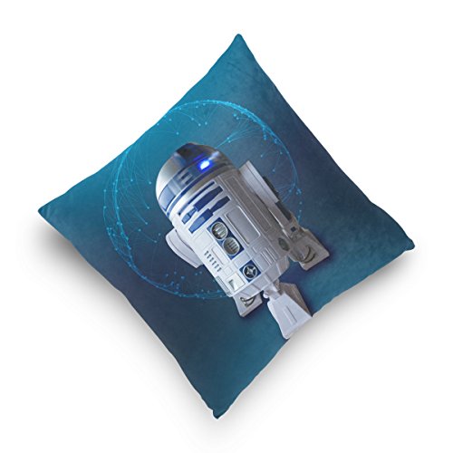Josid Fundas de Almohada cuadradas de Doble Cara Robot R2d2 Modelo Juguetes Planeta Pave 16x16 Pulgadas Invisible Cremallera Decoración del hogar para sofá Cama