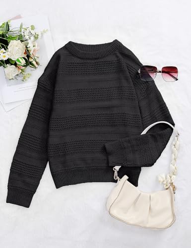 Image of Girls Pullover Sweater Crewneck Long Sleeve Solid Soft Knit Sweater