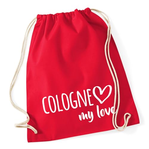 Huuraa Gymbag Cologne my love Geschenk 12 Liter Classic Red Baumwolle Cologne Geschenkidee