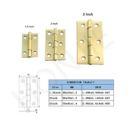 Honjie 2 Inch Square Corner Hinge Brass Home Furniture Hardware Door 8 Pcs With Screws #TOP6