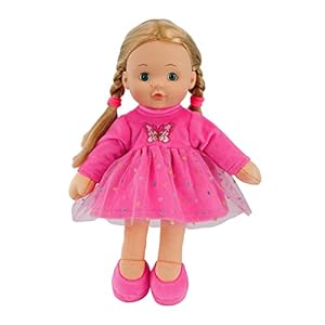 12″ Baby Doll Sleeping Snuggle Cuddle Toy Soft Plush Body Rag Doll with Vinyl Head, Open & Close Eyes, and Styling Hair, For Ages 18 months (Pink)