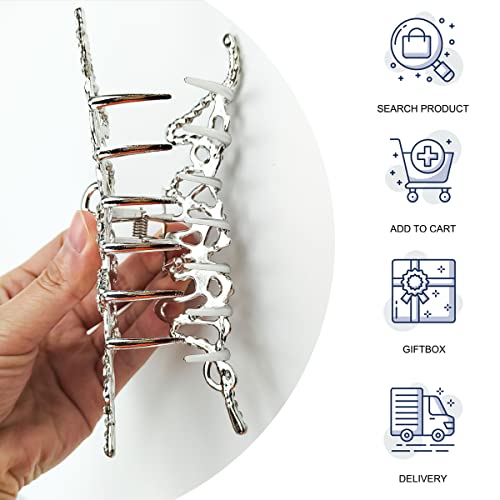 Metal Liquid Geometric Hair Claw Clip Irregular Women Hairpin Large Metal Hair Claws Punk Style Shiny Hair Barrettes Women Vintage Jaw Clips Elegant Hair Accessories(Silver Rhinestone) #TOP4